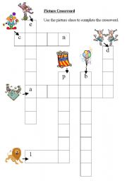 English Worksheet: Picture Crossword - Circus