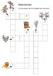 English worksheet: Picture Crossword - Circus