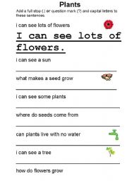 English Worksheet: Using full stops, question marks and capital letter