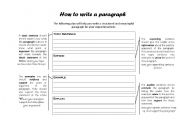 English Worksheet: How to write a paragraph