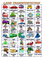 English Worksheet: LAND TRANSPORTATION/PICTIONARY