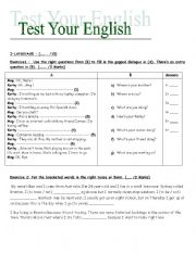 English Worksheet: test for pioneer school(tunisian pupils)