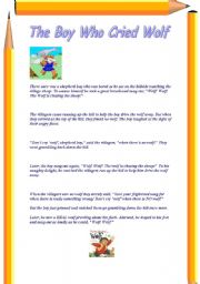 English Worksheet: THO BOY WHO CRIED WOLF