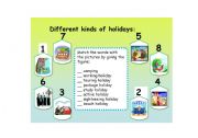 English worksheet: Different kinds of holidays