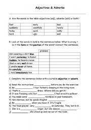 English Worksheet: Adjectives and Adverbs