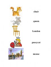 English Worksheet: matching activity to poem Pussy cat