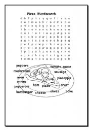 English Worksheet: Pizza Wordsearch