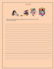 English worksheet: Shopping - Writing composition