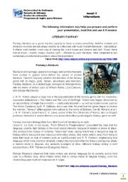 English Worksheet: Fantasy Literature