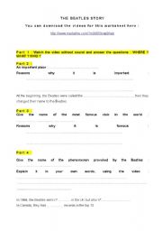 English Worksheet: The Beatles Story