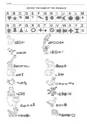 English Worksheet: Decoding animals name