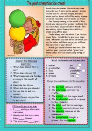 English Worksheet: The giant scrumptious ice-cream