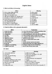 English Worksheet: Idioms