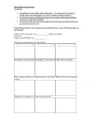 English Worksheet: Information Gap Exercise: Get Ss on their feet and talking