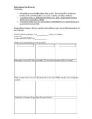 English worksheet: Information Gap Exercise: Get Ss on their feet and talking