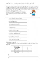 English Worksheet: beautiful reading comp exercises