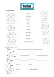 English Worksheet: Numbers to 100