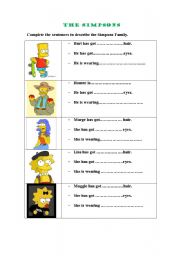 English Worksheet: Describing people / The Simpsons