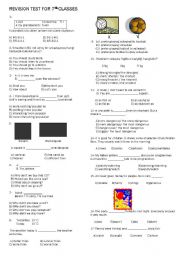 English Worksheet: A REVISION TEST FOR 7TH GRADES