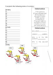 English worksheet: Ordinal numbers