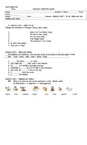 English Worksheet: simple past test