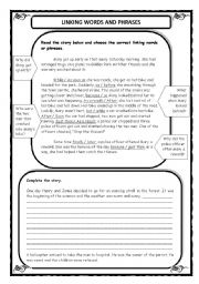 English Worksheet: linking words