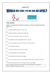 English Worksheet: Au-pair