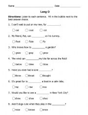 English Worksheet: Long O CLoze Activity