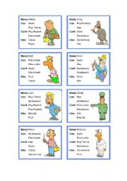English Worksheet: Cards for Role Play: Can & Like
