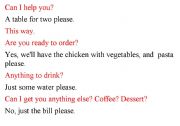 English Worksheet: dialogue- In a restaurant