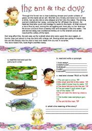 English Worksheet: the ant and the dove