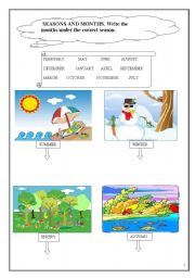 English Worksheet: SEASONS AND MONTHS