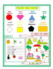 English Worksheet: COLORS AND SHAPES - 2 pages