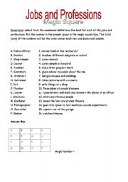 English Worksheet: The Magic Square