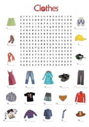 CLOTHES WORDSEARCH