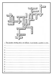 Crossword adjectives, each student gets half of the words