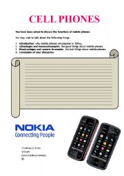 English Worksheet: cell phones writing activity