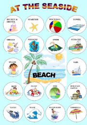 English Worksheet: AT THE SEASIDE 1 -PICTIONARY IN COLOUR