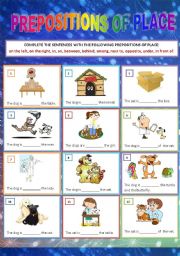English Worksheet: PREPOSITIONS OF PLACE