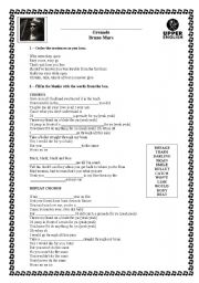 English worksheet: Grenade song