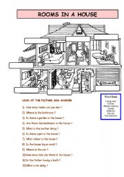 English Worksheet: rooms in a house