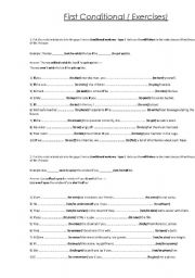 English Worksheet: first conditional sentences