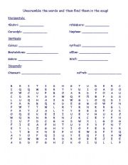 English worksheet: Revision Word soup! with key!