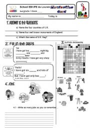 English Worksheet: TEST 3RD GRADE