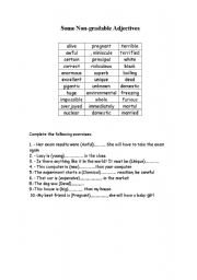 English worksheet: gradable and non gradable adjectives