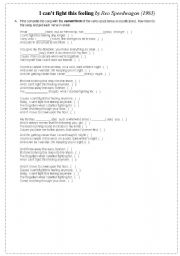 English Worksheet: Cant fight this feeling 