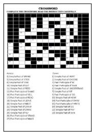 English Worksheet: crossword