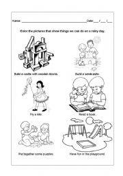 English worksheet: Things we can do on a rainy day