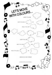 English Worksheet: Lets move with colours SONG