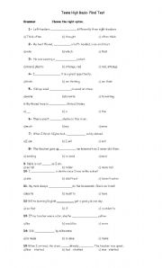 English worksheet: Pre- intermediate final test